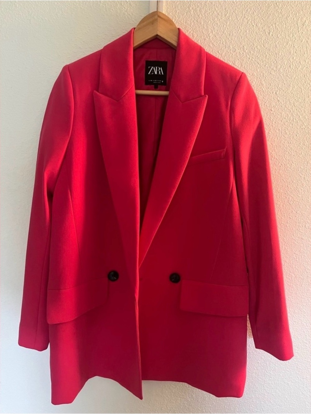 ZARA Women's Pink Double-Breasted Blazer